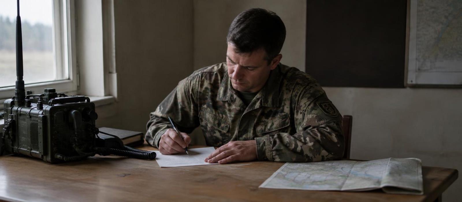 Instructor writing a reply at a wooden desk